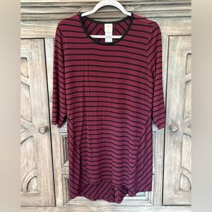 EUC SOMA Striped Burgundy/Black Stripe Knit Loungewear Tunic Top (Medium)